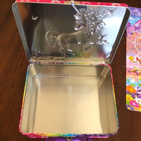 Lisa Frank Unicorn Rainbow Metal Lunchbox Tin and 100 Piece Puzzle - Picture 7 of 10
